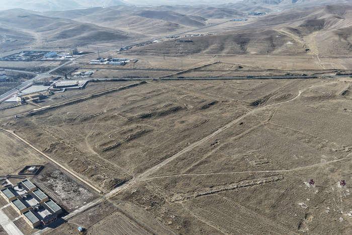 航拍青海海晏西海郡故城遺址